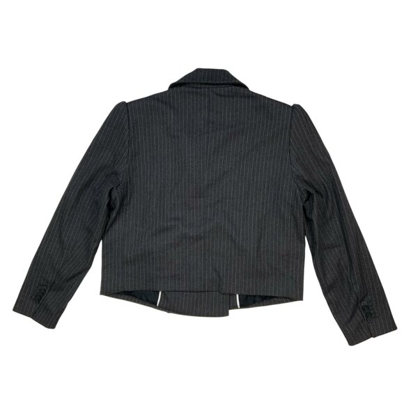 Anthropologie Maeve 80'S Boxy Blazer S Gray Pinstriped Crop Oversized Career NWT - Picture 12 of 13